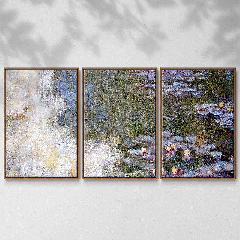 " Water Lily Pond, 1917 " 3 - Pieces, Walnut, 40" H x 78" W x 2" D