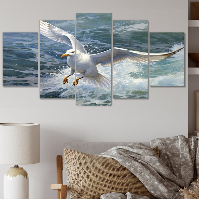 Ensemble de reproductions d'art mural en métal «Watchful Seagull IV»