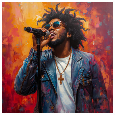 Singing Performer With Microphone Canvas  Gallery Wrap in Many Sizes