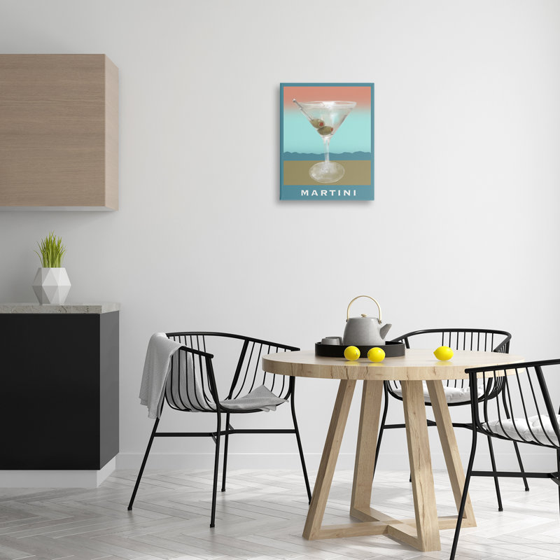 Martini sur toile à tons doux, design par Matthew Piotrowicz, H 20 po x l 16 po