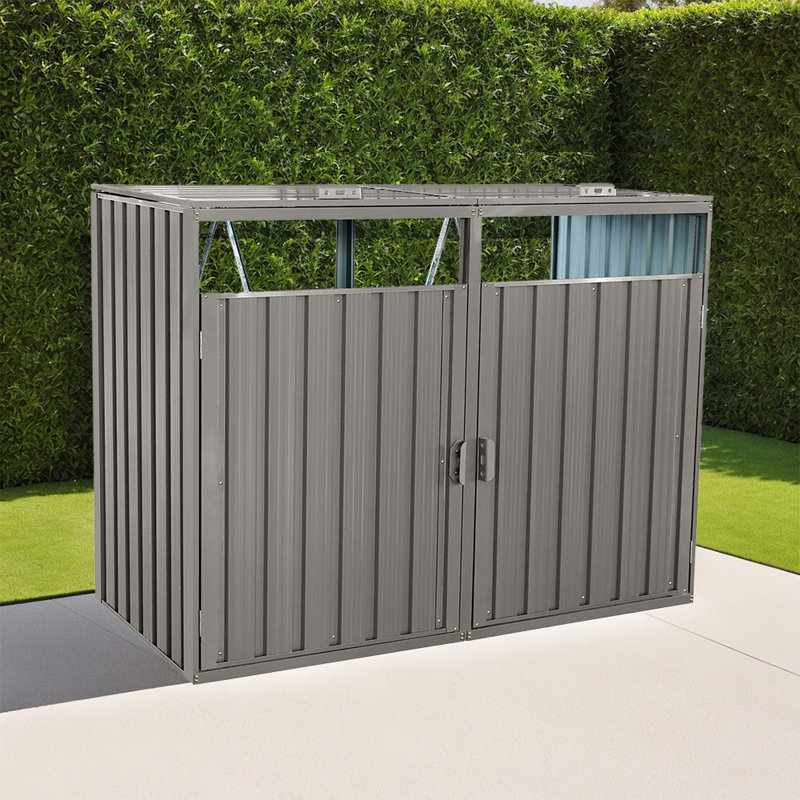 Rangement extérieur pour poubelle, remise pour 2 poubelles et outils, remise pour poubelle imperméable