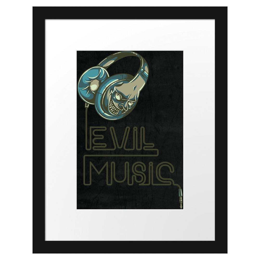 Gerahmtes Poster Evil Music Black