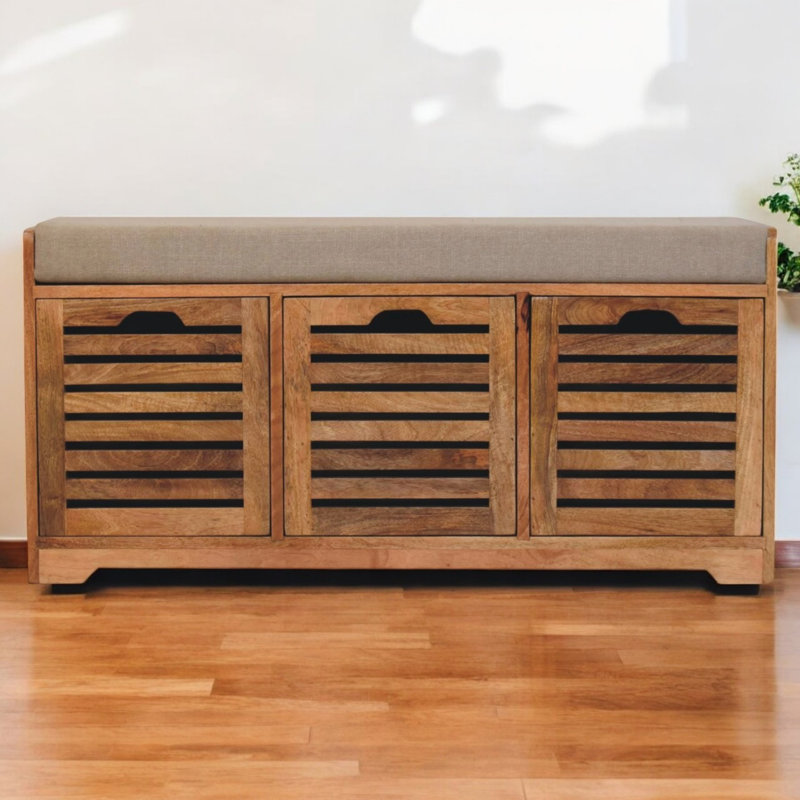 Banc à chaussures en bois massif à 3 tiroirs Oak-Ish
