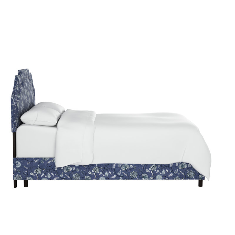 Lit plateforme tapissier Edmondson, Double, Bleu dahlia
