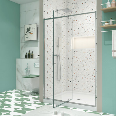 1/4" Tempered Glass Pivot Swing Shower Door, 56 - 60" Width X 71" Height, , Reversible Setup, Magnetic Closure, Good Leak Design W H,