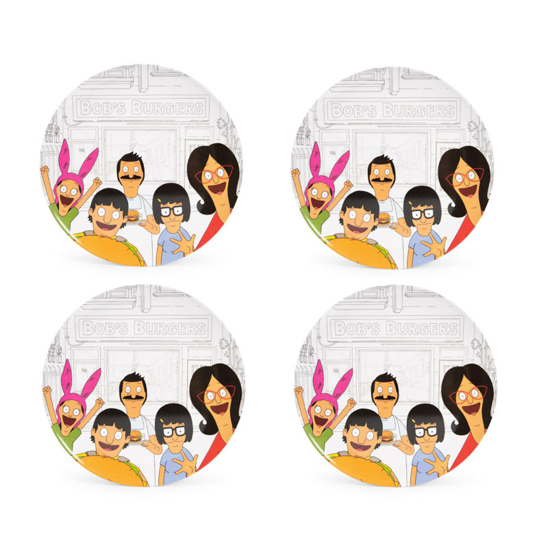Assiettes en mélamine de 10 pouces Bob's Burgers Belcher Family | Ensemble de 4