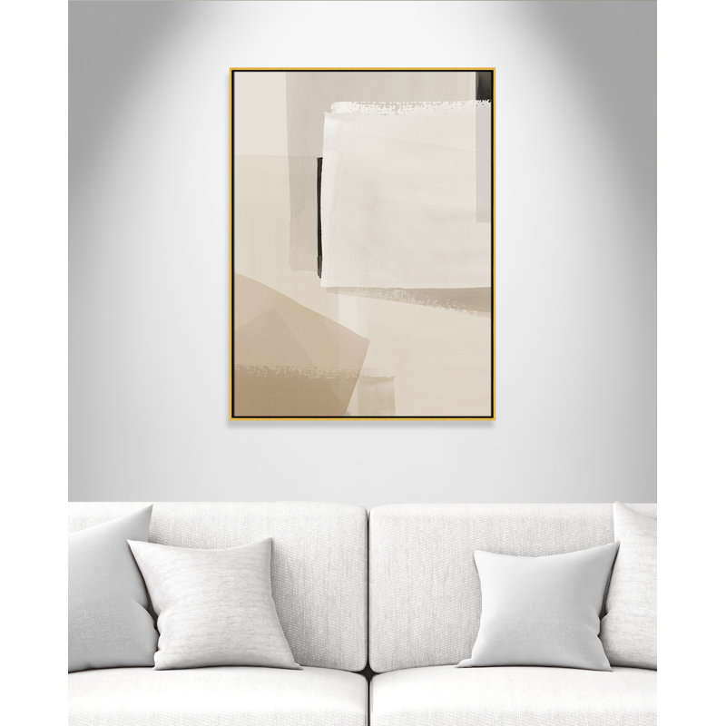Imprimé calme et géométrique par Hazel J, 37.5'' W x 49.5'' H, Framed Canvas, Gold Floater