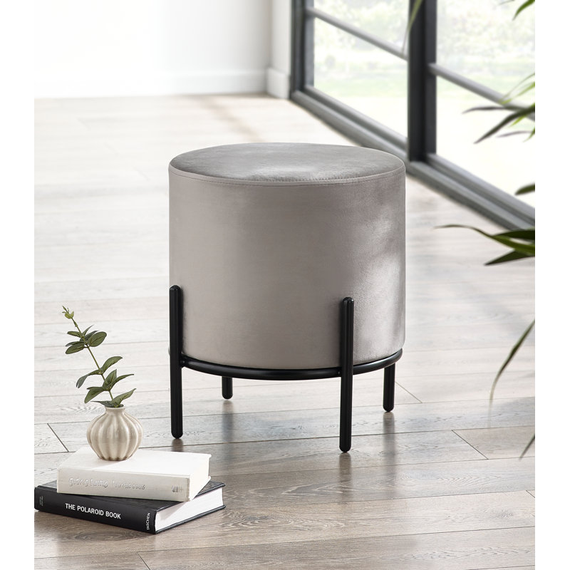 Dinnall 42cm Wide Velvet Round Footstool Ottoman
