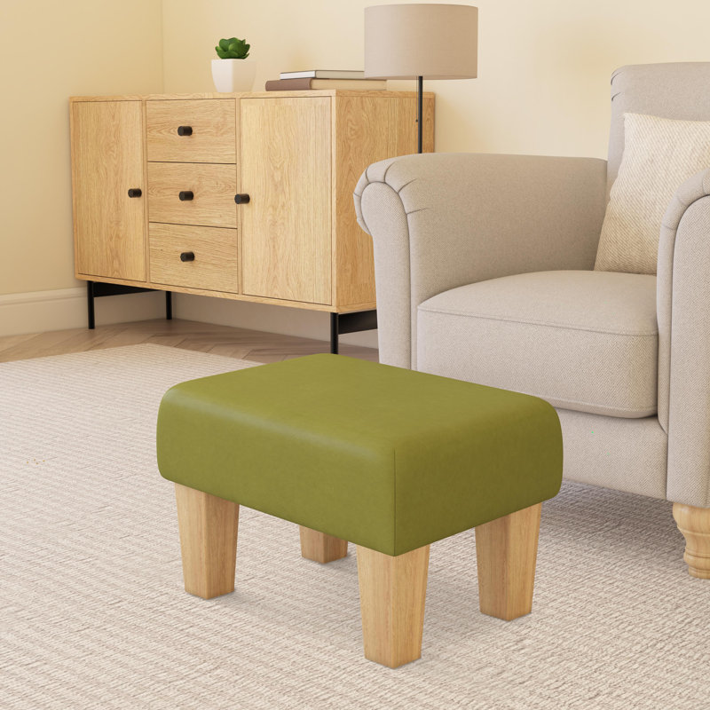 Acierno Mahogany Wood Contemporary Leg - Faux Leather, Natural, Lime Green