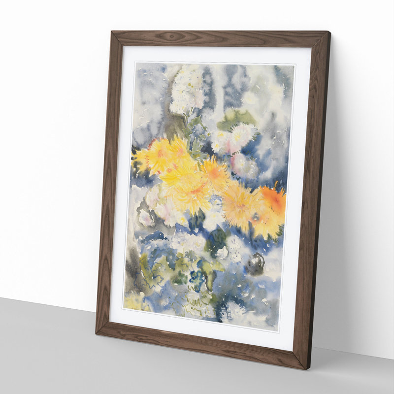 Yellow Flowers by Charles Demuth - Picture Frame Painting, 36cm H x 27cm W x 2cm D, Walnut Framed