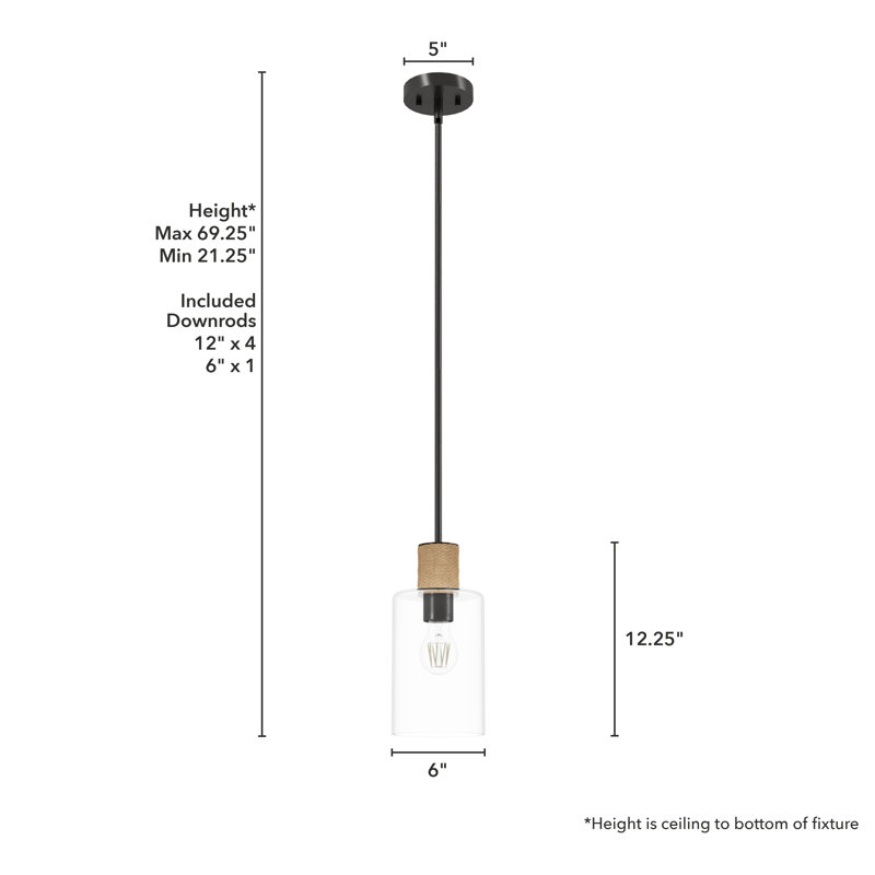 Jasmine Roth 1 - Light Noble Bronze Single Pendant, 12.25" H x 6" W x 6" D