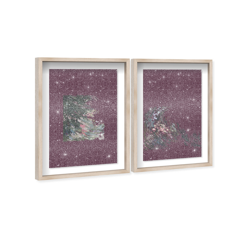 Delicate Spring Set Shadowbox Abstract Print by Oliver Gal, Black Frame, 10 x 15, 17"H x 25"W, Natural Oak Shadowbox
