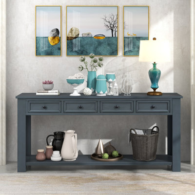 Console Table/Sofa Table with Storage Drawers and Bottom Shelf for Entryway Hallway