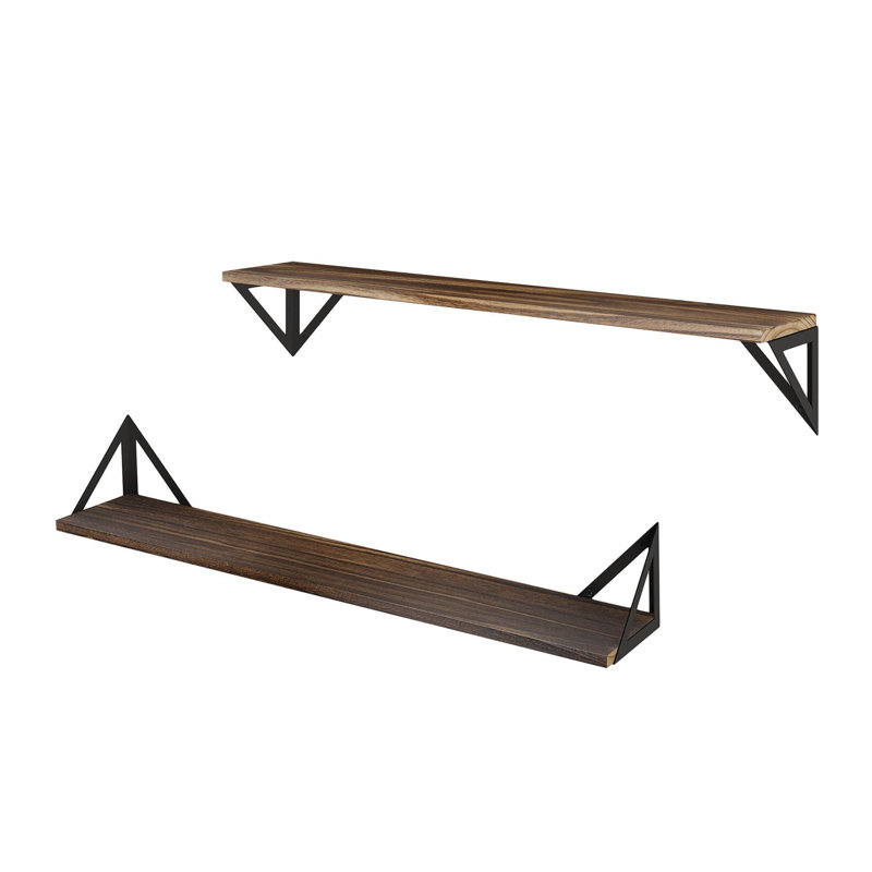 Étagère en bois massif 2 pièces Deyjah, H 5,5 po x l 36 po x P 6 po, Brunt