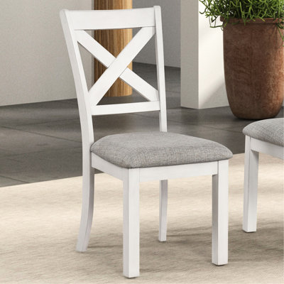Chaises de salle à manger en chêne blanc rustique à dossier croisé avec coussin et tissu pour siège de cuisine moderne