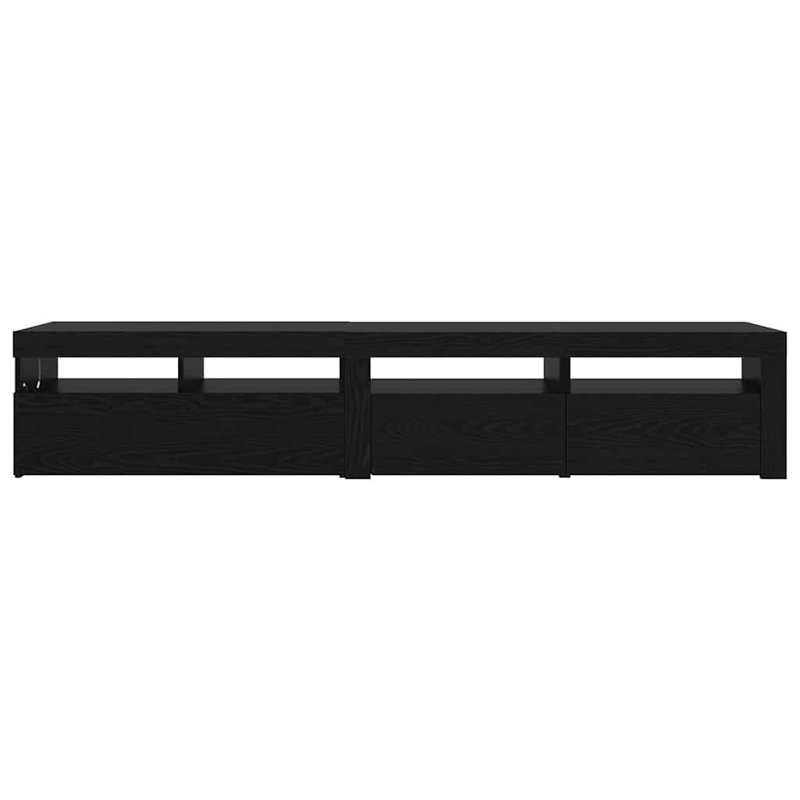 TV Cabinet Set 3 Pcs Black Oak Engineered Wood, 40cm H x 210cm L x 35cm W
