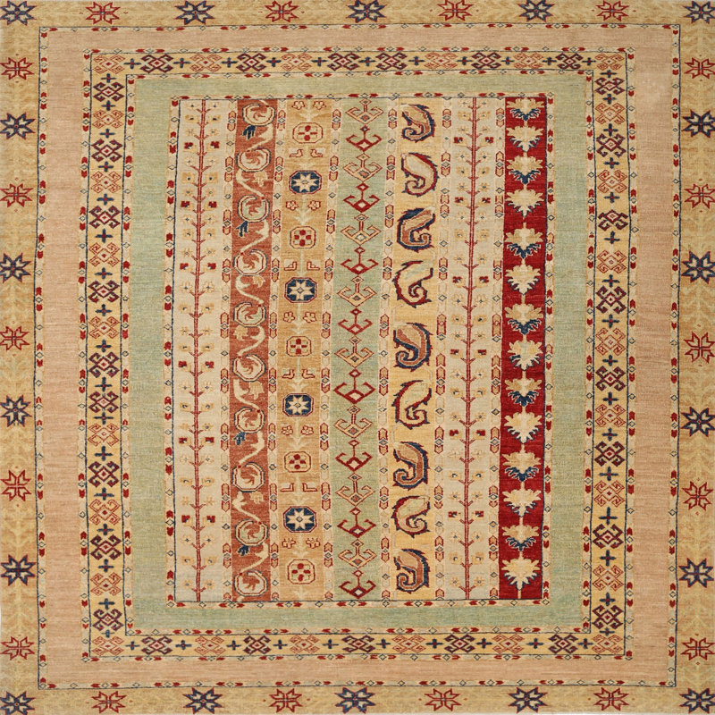 Tapis beige Southwestern, Carré 5 pi