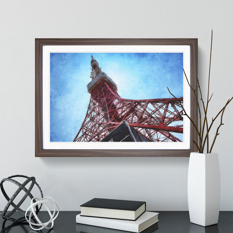 The Tokyo Tower - Picture Frame Painting, 36cm H x 48cm W x 2cm D, Walnut Framed