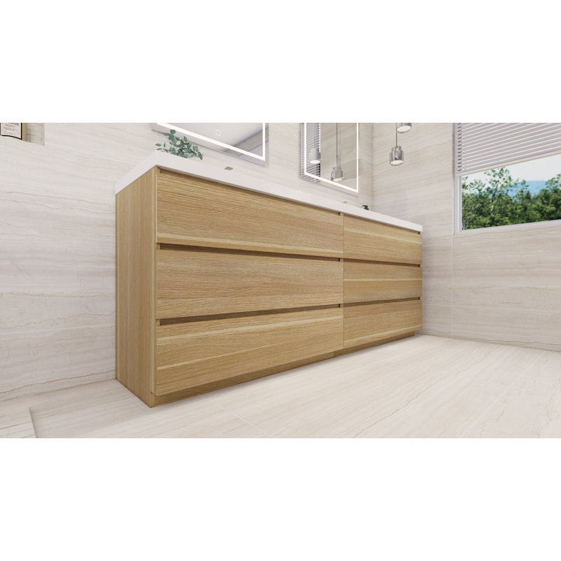 Ensemble de meuble-lavabo double 84 po Ferrari, Chêne blanc