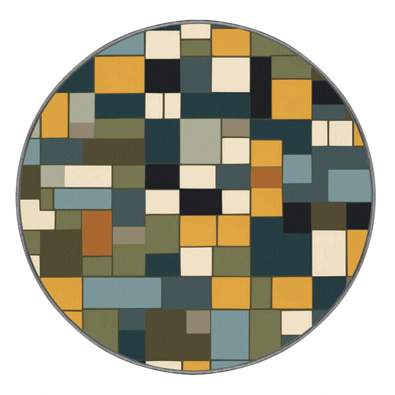 Tiled Grounds Rug, Round 5'