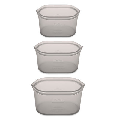 Sacs de rangement pour aliments réutilisables à fermeture éclair | Ensemble de 3 assiettes [Gris] | Va au micro-ondes, au lave-vaisselle et au congélateur