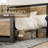 Marilee Wood and Black Metal Frame Bed with Headboard-534168156-418786547