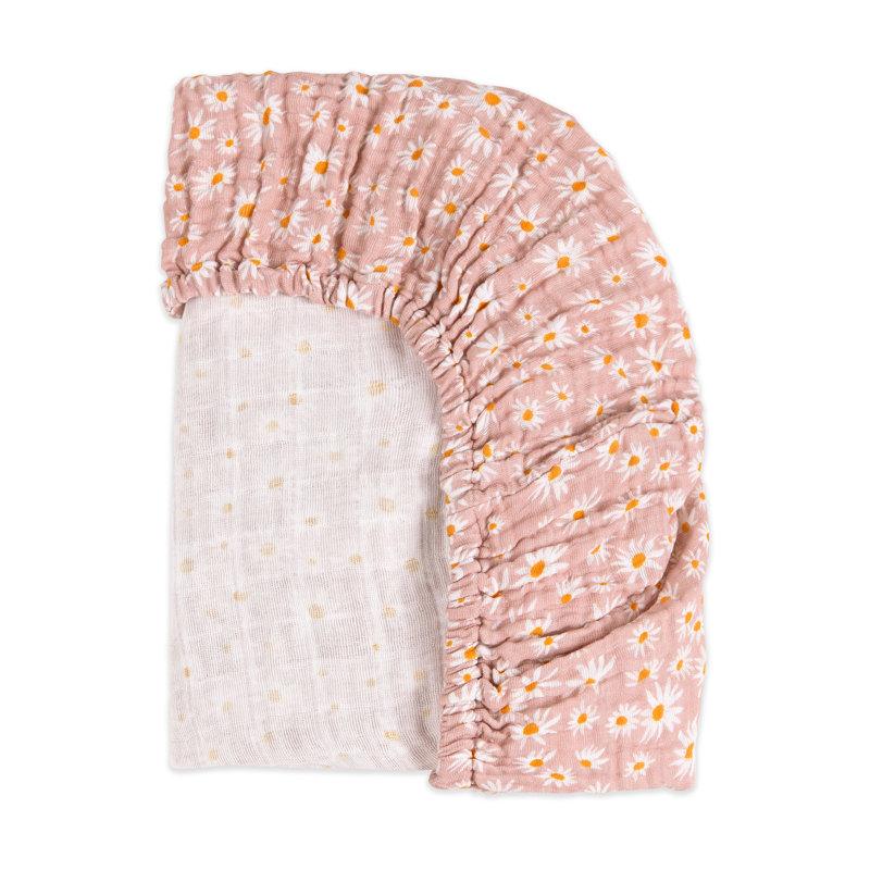 Daisy Muslin All-Stages Midi Crib Sheet in GOTS Certified Organic Cotton