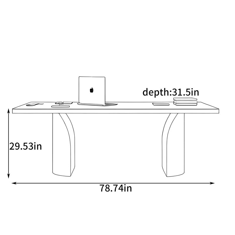 Bureau à domicile de style italien, H 29,53 po x l 78,74 po x P 31,5 po
