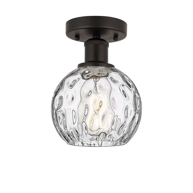 Plafonnier semi-encastré 1 lumière Cindi, H 8,13 po x l 6 po x P 6 po, Bronze huilé