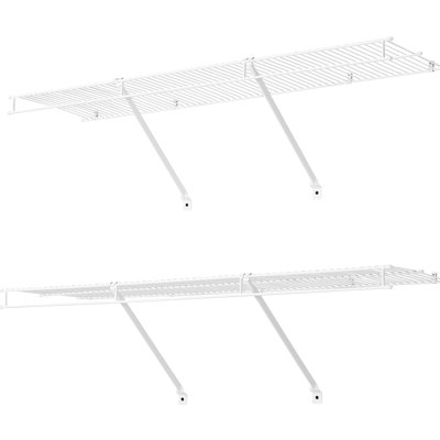 Ensemble de tablettes en fil métallique 4 pi, tablettes murales, acier au carbone robuste, revêtement trempé, double, capacité de charge de 40 lb