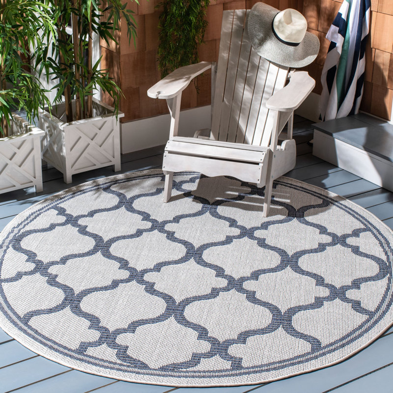 Murielle Performance Machine Washable Geometric Indoor/Outdoor Area Rug, Round 6'7"