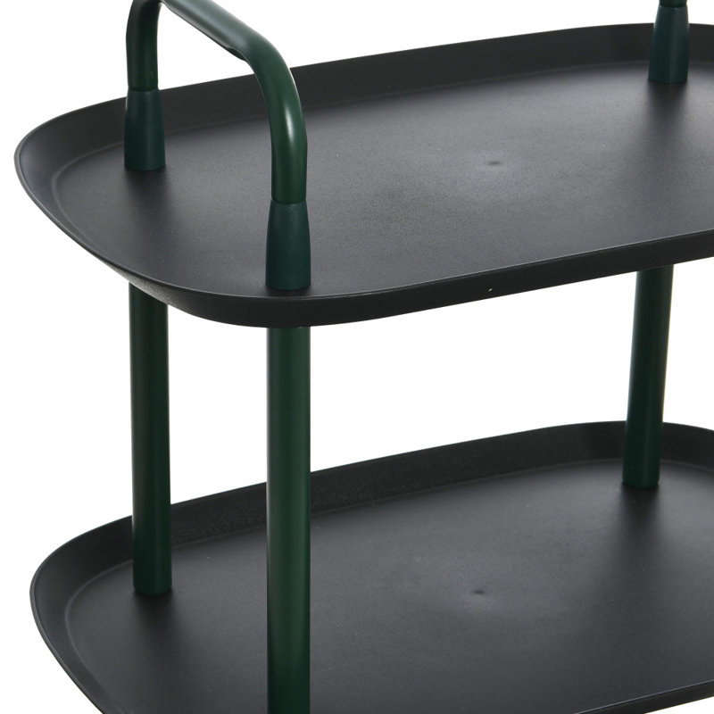 Chariot à 3 niveaux Main + Mesa, Noir, Vert foncé