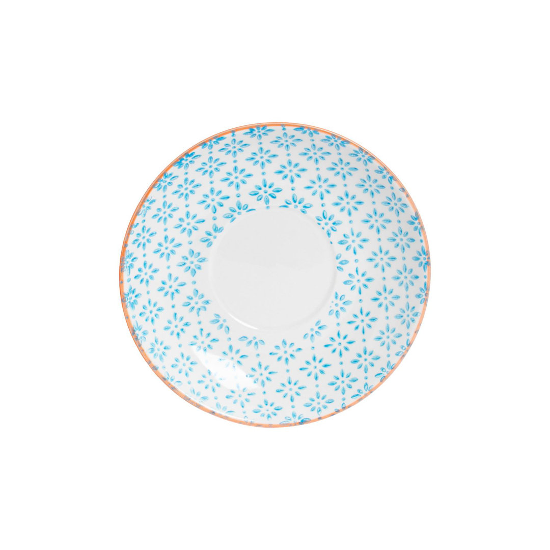 Nicola Spring - Hand-Printed Cappuccino Saucer - Blue