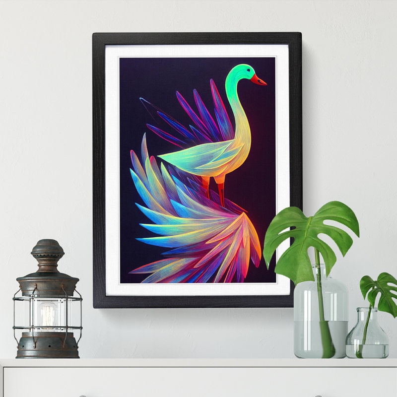 Neuhaus Goose Painting Neon - Picture Frame Print, Black, 64cm H x 46cm W x 2cm D