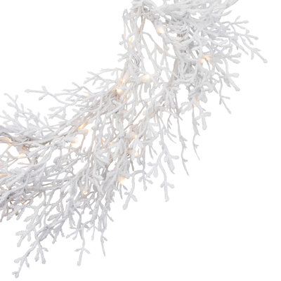 Couronne de Noël artificielle pré-éclairée en forme de brindille - 30 po - DEL blanc chaud