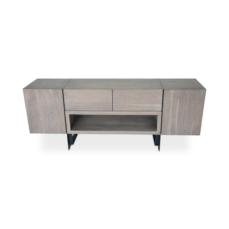 Tiburon Solid Wood TV Stand, Light Gray Wood
