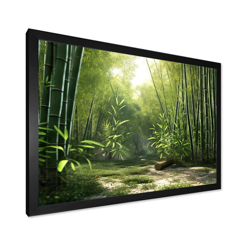 «Dynamic Light Bamboo Grove I», reproduction sur toile_106667, H 24 po x l 32 po x P 1 po, Cadre photo noir