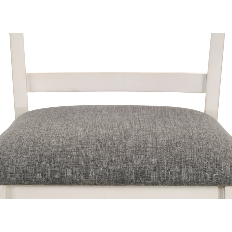 Tabouret de bar rembourré 2 pièces, Siège gris / cadre blanc