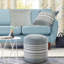 Argueta Blue/Ivory Striped Outdoor Handmade Textured Ottoman Pouf