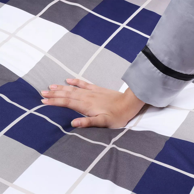 Haffa Microfiber Duvet Cover Set with Pillowcases, Double Duvet Cover + 2 Standard Pillowcases, Navy Check