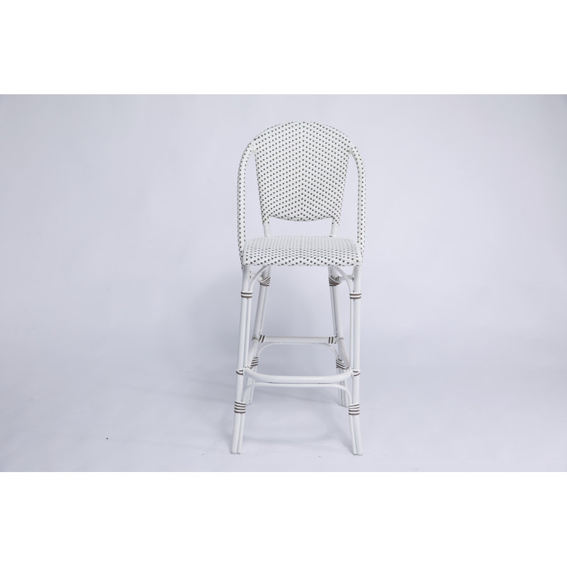 Tabouret de bar d'extérieur à pois cappuccino Sofie, Blanc