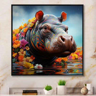 Art floral hippopotame mystique 1 - Hippopotame