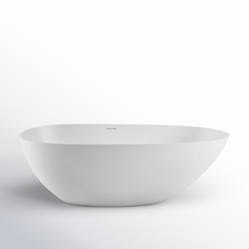 Forma 67'' Freestanding Soaking Bathtub Solid Surface Stone Resin Freestanding Tub, White