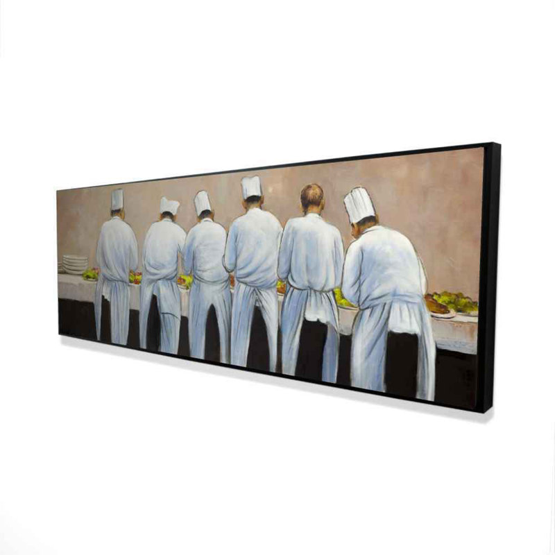 Cooks Chefs Working Together Framed Canvas | Kitchen Decor