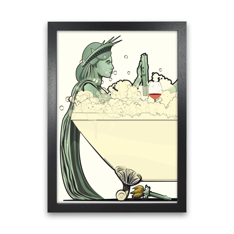 Statue Of Liberty Bath - Print, Black Framed, 42cm H x 30cm W x 3cm D