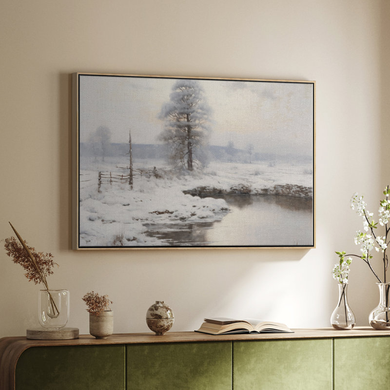 Paysage rétro-xv, H 25 po x l 37 po x P 2 po, Toile argentée avec cadre flottant