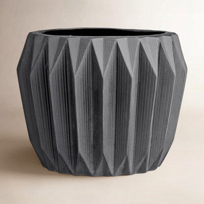 Round Stoneware Fluted Planter