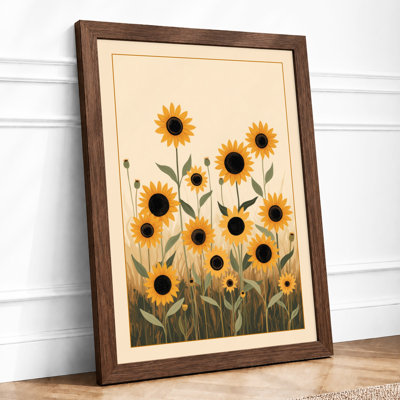 Sunflower Field Botanical - Framed Print