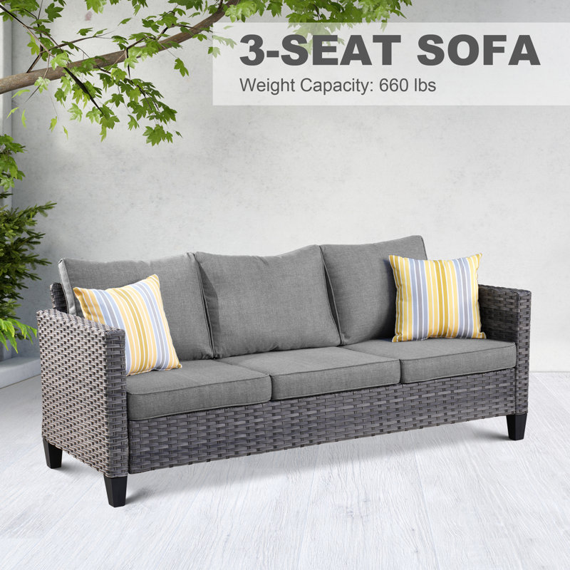 GRST Wicker/Rattan 7-Person Seating Group with Cushions, Dark Gray