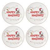 Snoopy Christmas Accent Plates, Set Of 4